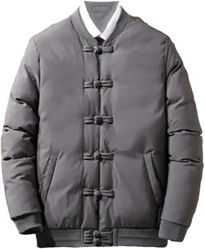 DBFBDTU Vintage Chinese Style Men's Cotton-Padded Coat Buttons Down Cotton Jacket For Men Jacket