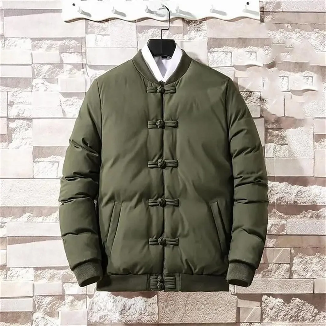 DBFBDTU Vintage Chinese Style Men's Cotton-Padded Coat Buttons Down Cotton Jacket For Men Jacket