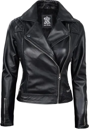 Decrum Leather Jacket Women - Real Lambskin Asymmetrical Style Casual Fashion Leather Jackets For Womens