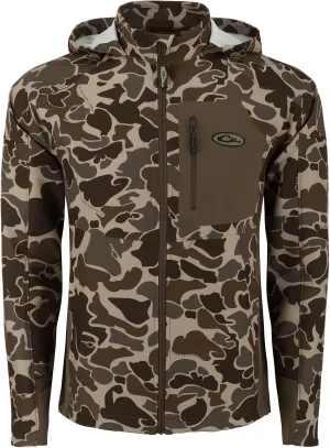 Drake Waterfowl Men's Rain Brake Lightweight Durable Adjustable Stretchy DWR Casual Sports Softshell Hooded Jacket