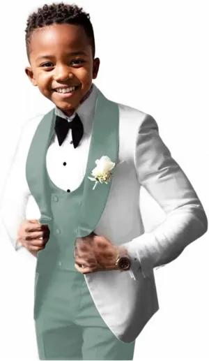 DYH Boys Suits 3 Piece Slim Fits Tuxedo Suits for Boy Formal Wear