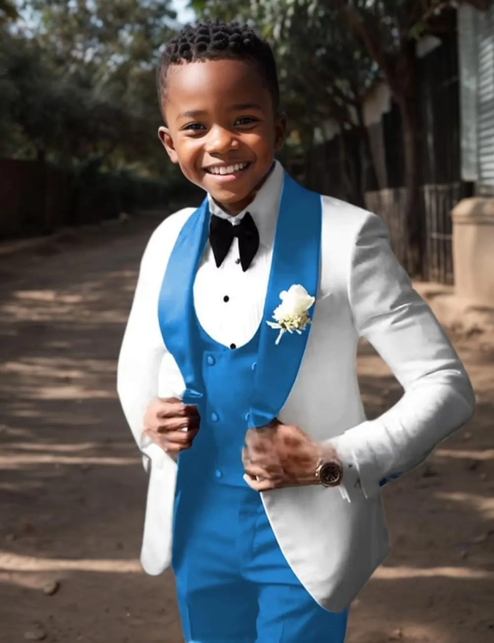 DYH Boys Suits 3 Piece Slim Fits Tuxedo Suits for Boy Formal Wear