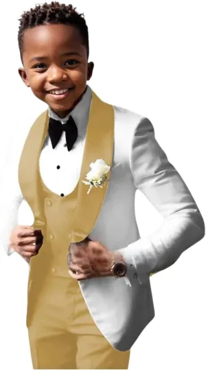 DYH Boys Suits 3 Piece Slim Fits Tuxedo Suits for Boy Formal Wear