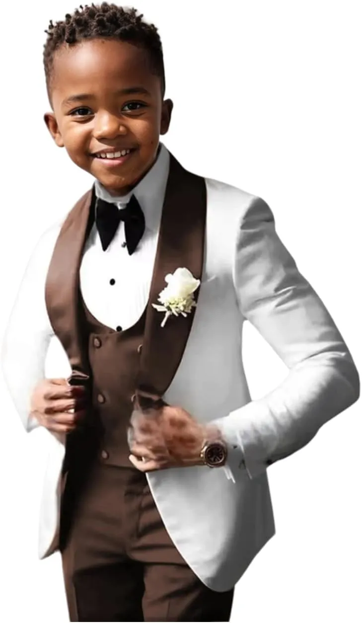 DYH Boys Suits 3 Piece Slim Fits Tuxedo Suits for Boy Formal Wear
