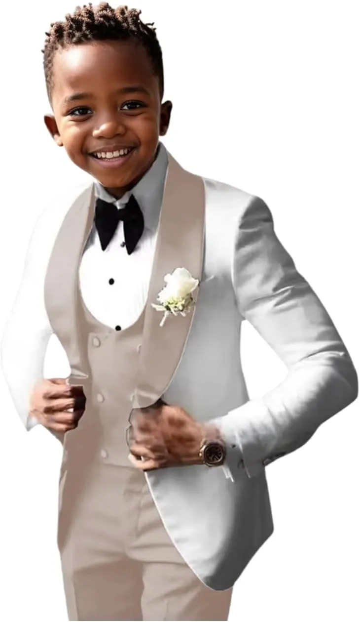 DYH Boys Suits 3 Piece Slim Fits Tuxedo Suits for Boy Formal Wear