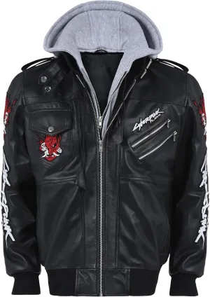 Embrace Cyber-Punk in the Halloween Samurai Black Hooded Gaming 100% real leather Jacket