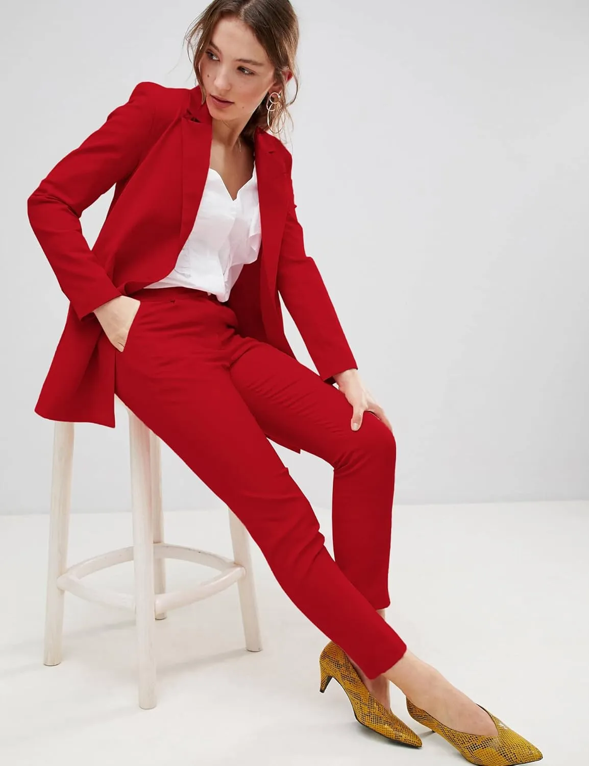 EXTRO&VERT Boyfriend Blazer Jackets for Women Single Button Side Pockets Suit Jacket for Casual Business