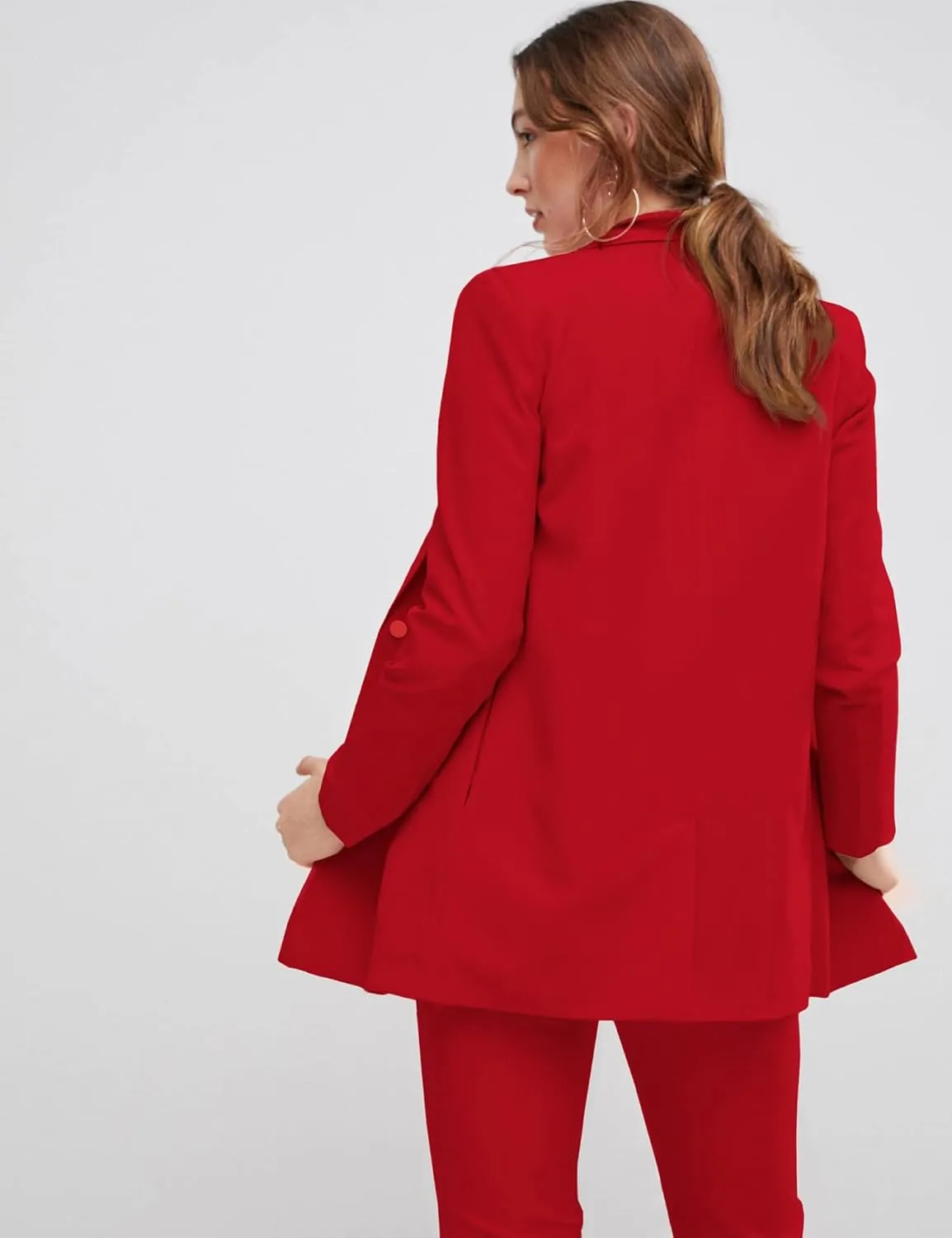 EXTRO&VERT Boyfriend Blazer Jackets for Women Single Button Side Pockets Suit Jacket for Casual Business