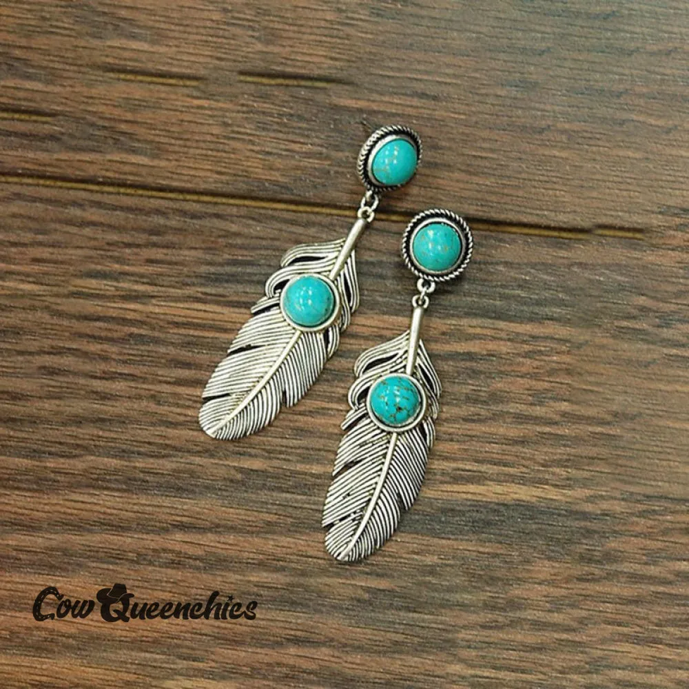 Feather Turquoise Earrings