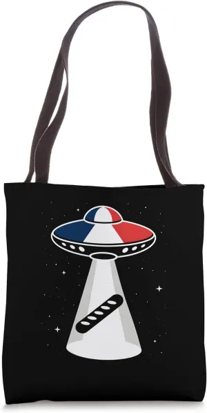 French UFO Abducting A Baguette Bread Humor Tote Bag
