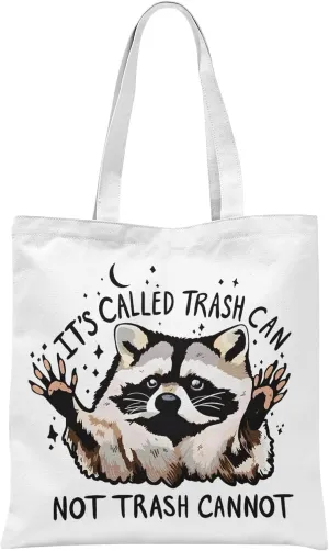 Funny Raccoon Tote Bag, Gifts for Raccoon Lovers Women, Humorous Trash Panda Canvas Tote Bag for Women, Reusable Grocery Shopping Bags