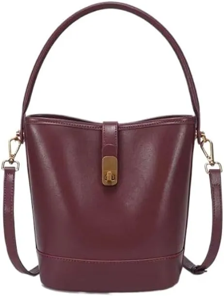 Genuine Leather Bucket Bag Women Versatile Crossbody Shoulder Bag Chic Stylish Versatile Handbag Elegant Luxury
