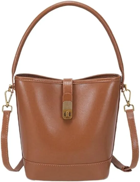 Genuine Leather Bucket Bag Women Versatile Crossbody Shoulder Bag Chic Stylish Versatile Handbag Elegant Luxury