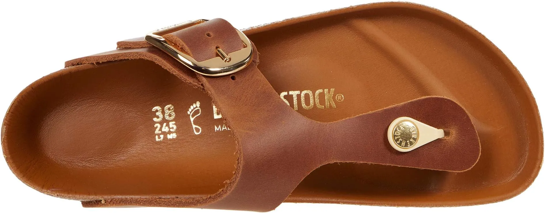 Gizeh Big Buckle Slippers - Oiled Leather Birkenstock, Cognac Leather