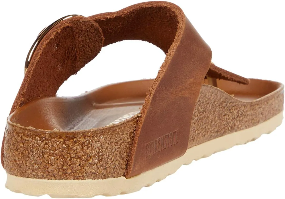 Gizeh Big Buckle Slippers - Oiled Leather Birkenstock, Cognac Leather