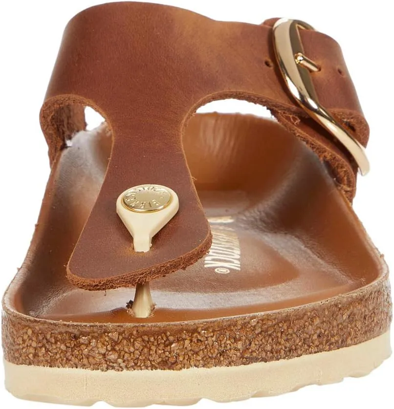 Gizeh Big Buckle Slippers - Oiled Leather Birkenstock, Cognac Leather