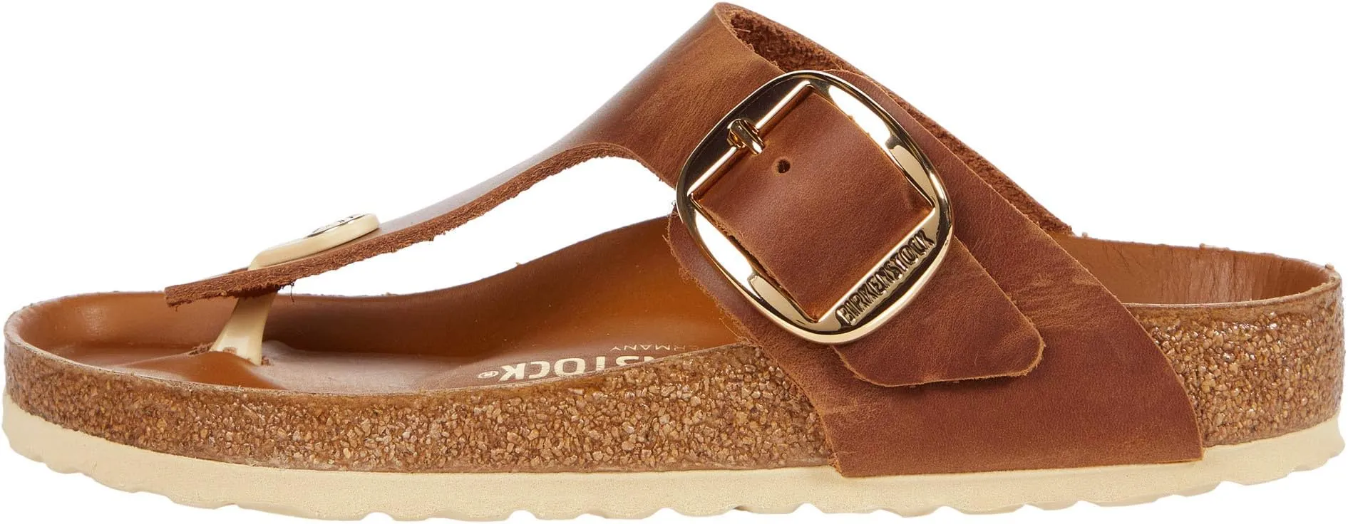Gizeh Big Buckle Slippers - Oiled Leather Birkenstock, Cognac Leather