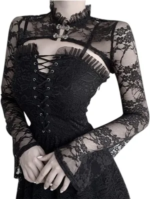 Goth Lace Shrug Fashion Trendy Crop Top Shrugs for Women