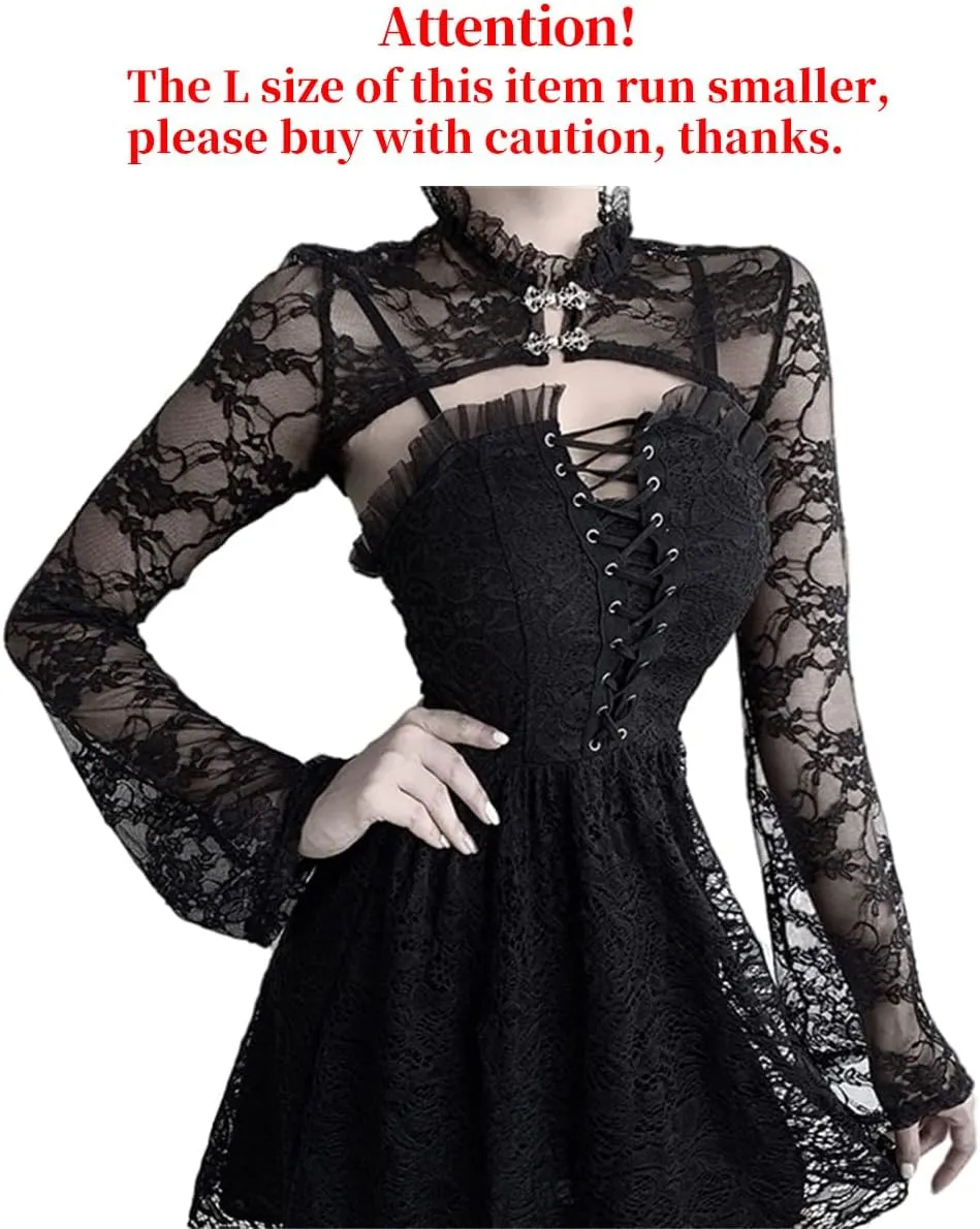 Goth Lace Shrug Fashion Trendy Crop Top Shrugs for Women