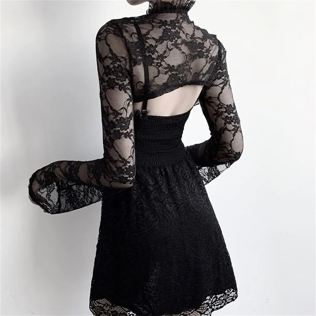 Goth Lace Shrug Fashion Trendy Crop Top Shrugs for Women