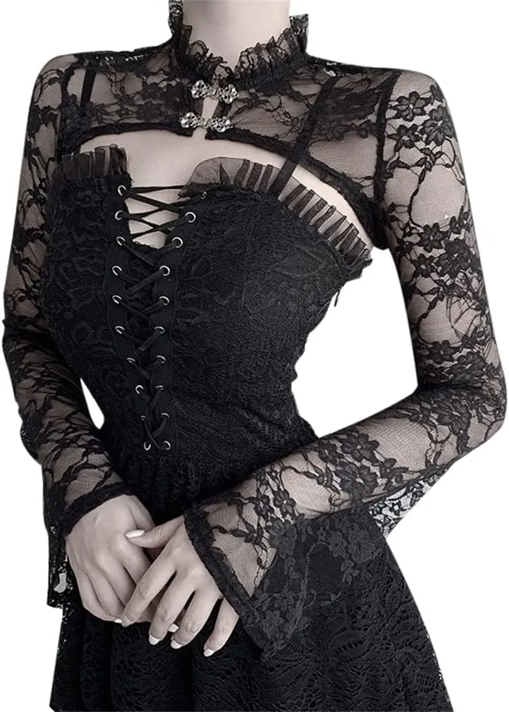 Goth Lace Shrug Fashion Trendy Crop Top Shrugs for Women