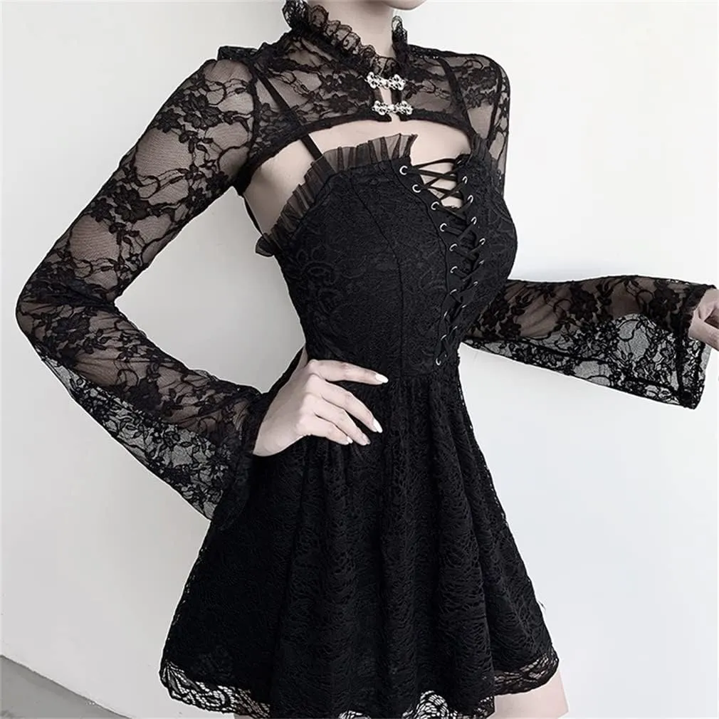 Goth Lace Shrug Fashion Trendy Crop Top Shrugs for Women