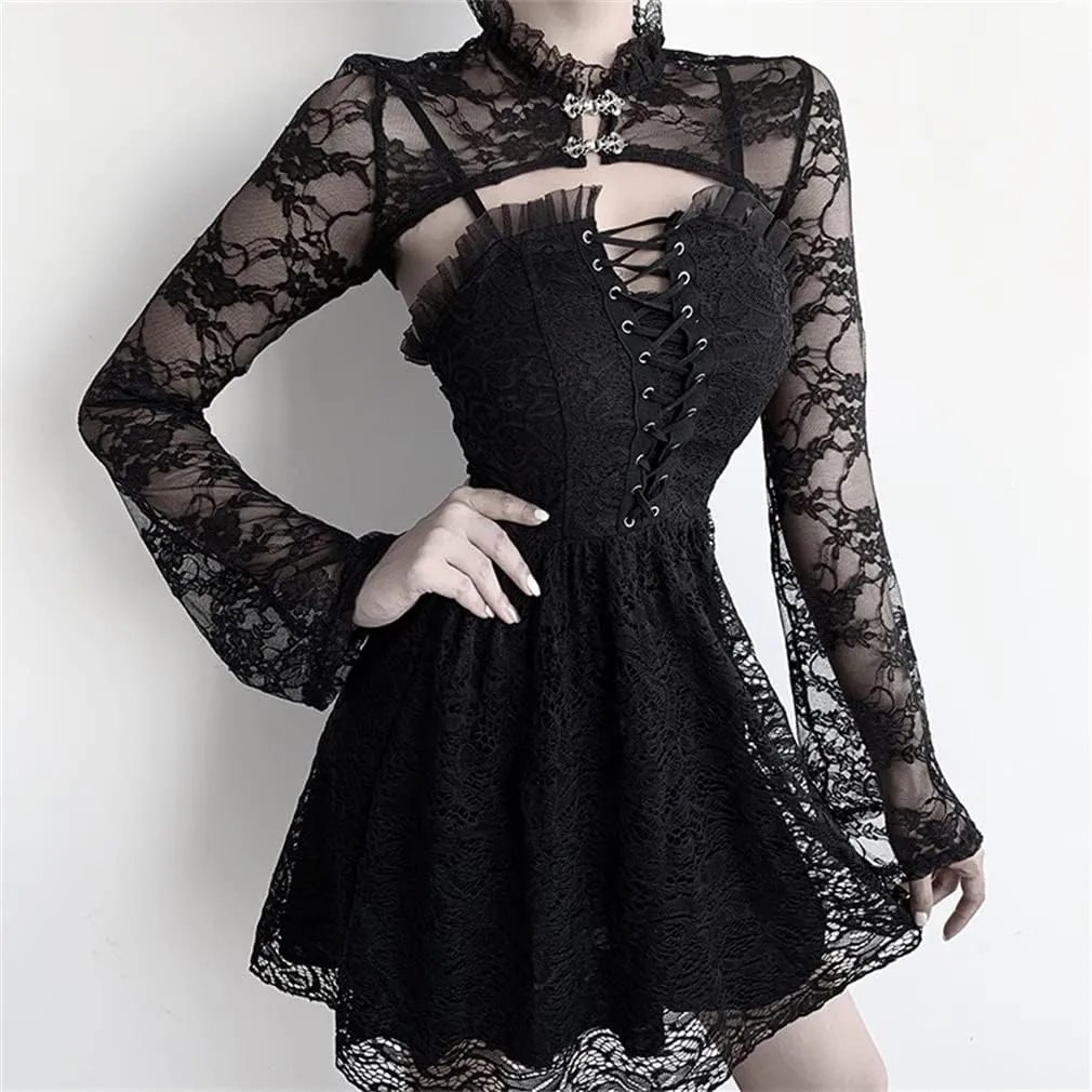 Goth Lace Shrug Fashion Trendy Crop Top Shrugs for Women