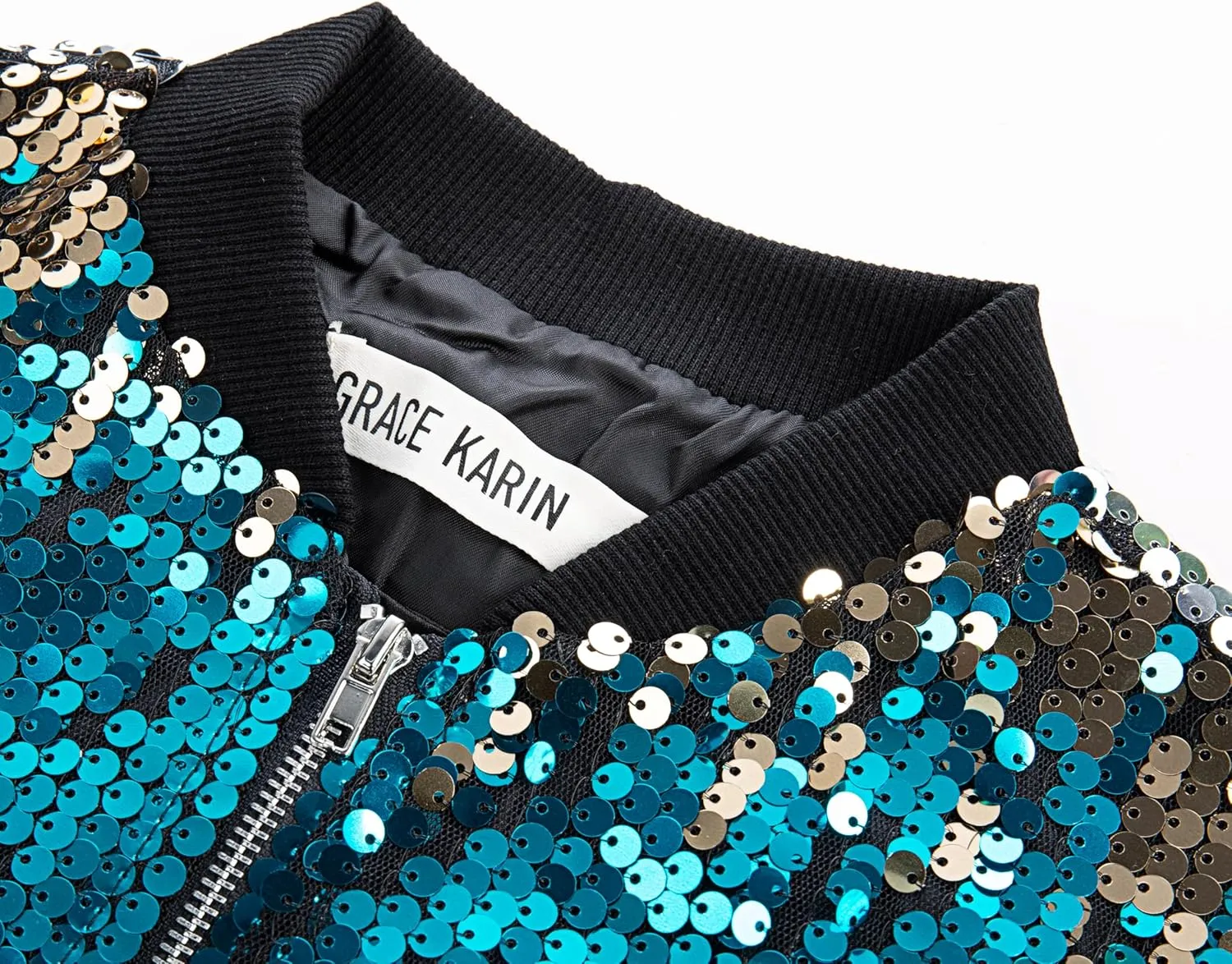 GRACE KARIN Girls Sequin Jacket Kids Bomber Zip Outwear Sparkle Fall Costume Top Dress Coat Size 5-14