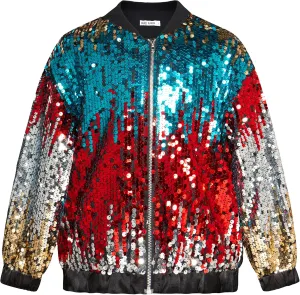 GRACE KARIN Girls Sequin Jacket Kids Bomber Zip Outwear Sparkle Fall Costume Top Dress Coat Size 5-14
