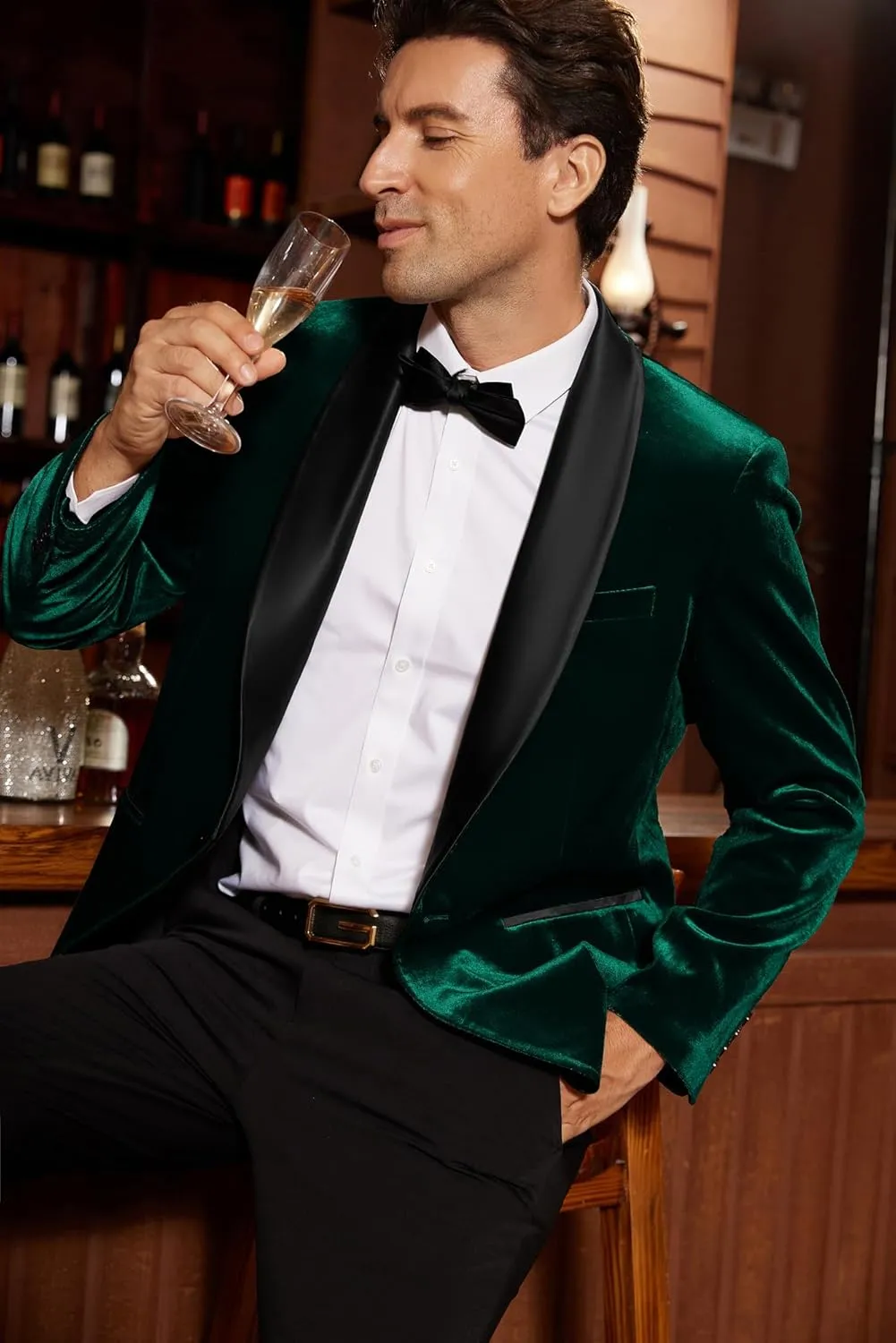 GRACE KARIN Mens Velvet Blazer One Button Shawl Lapel Slim Fit Suit Jacket Sport Coat Dinner Party Prom Wedding Tuxedo