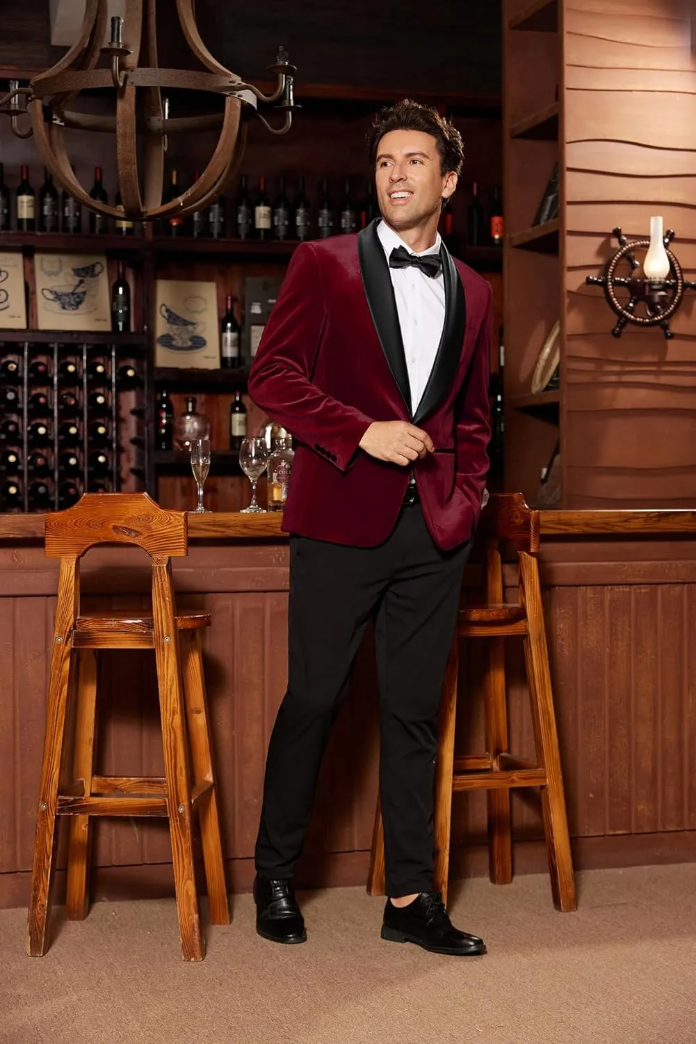 GRACE KARIN Mens Velvet Blazer One Button Shawl Lapel Slim Fit Suit Jacket Sport Coat Dinner Party Prom Wedding Tuxedo