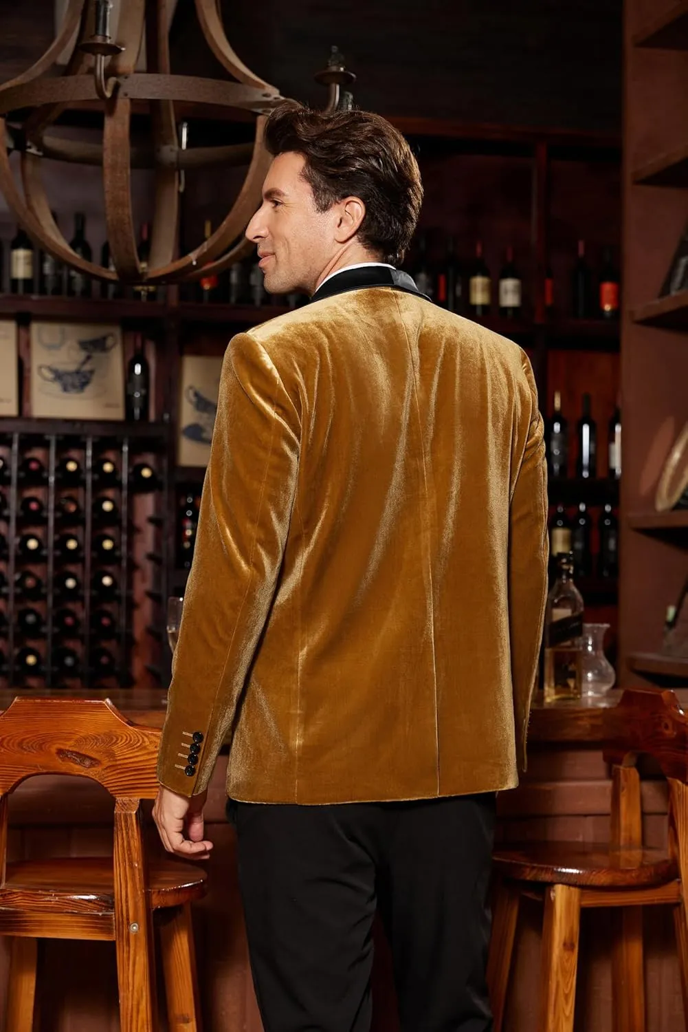 GRACE KARIN Mens Velvet Blazer One Button Shawl Lapel Slim Fit Suit Jacket Sport Coat Dinner Party Prom Wedding Tuxedo