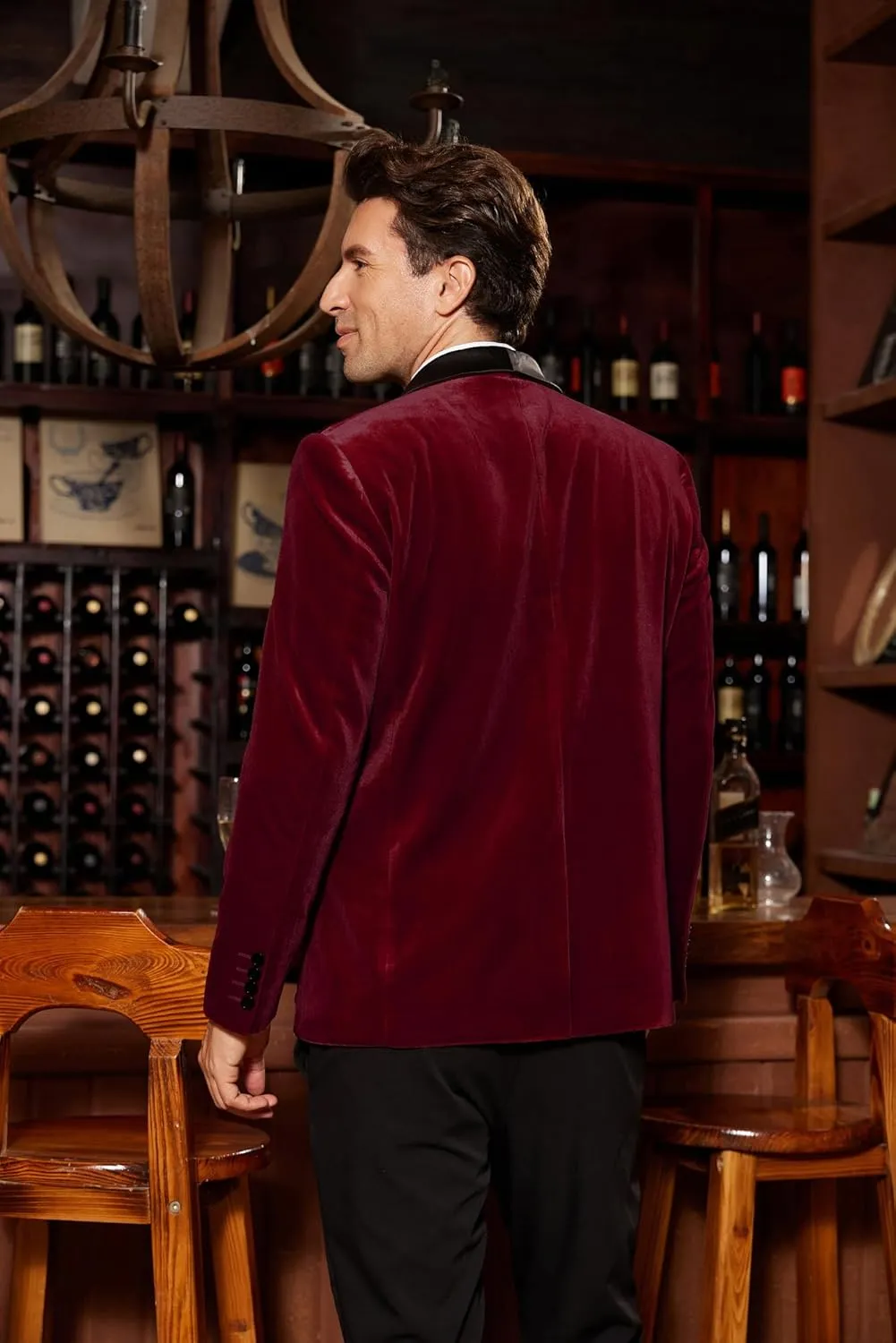 GRACE KARIN Mens Velvet Blazer One Button Shawl Lapel Slim Fit Suit Jacket Sport Coat Dinner Party Prom Wedding Tuxedo