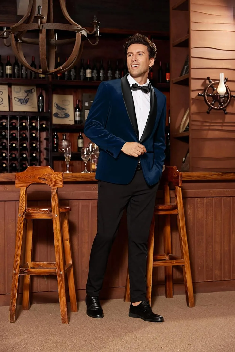 GRACE KARIN Mens Velvet Blazer One Button Shawl Lapel Slim Fit Suit Jacket Sport Coat Dinner Party Prom Wedding Tuxedo