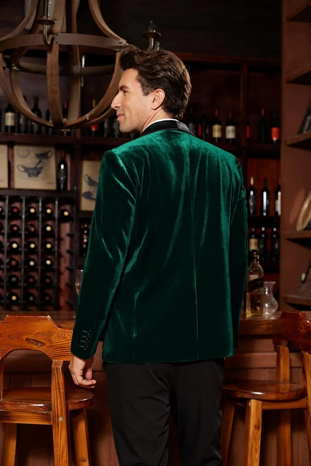 GRACE KARIN Mens Velvet Blazer One Button Shawl Lapel Slim Fit Suit Jacket Sport Coat Dinner Party Prom Wedding Tuxedo
