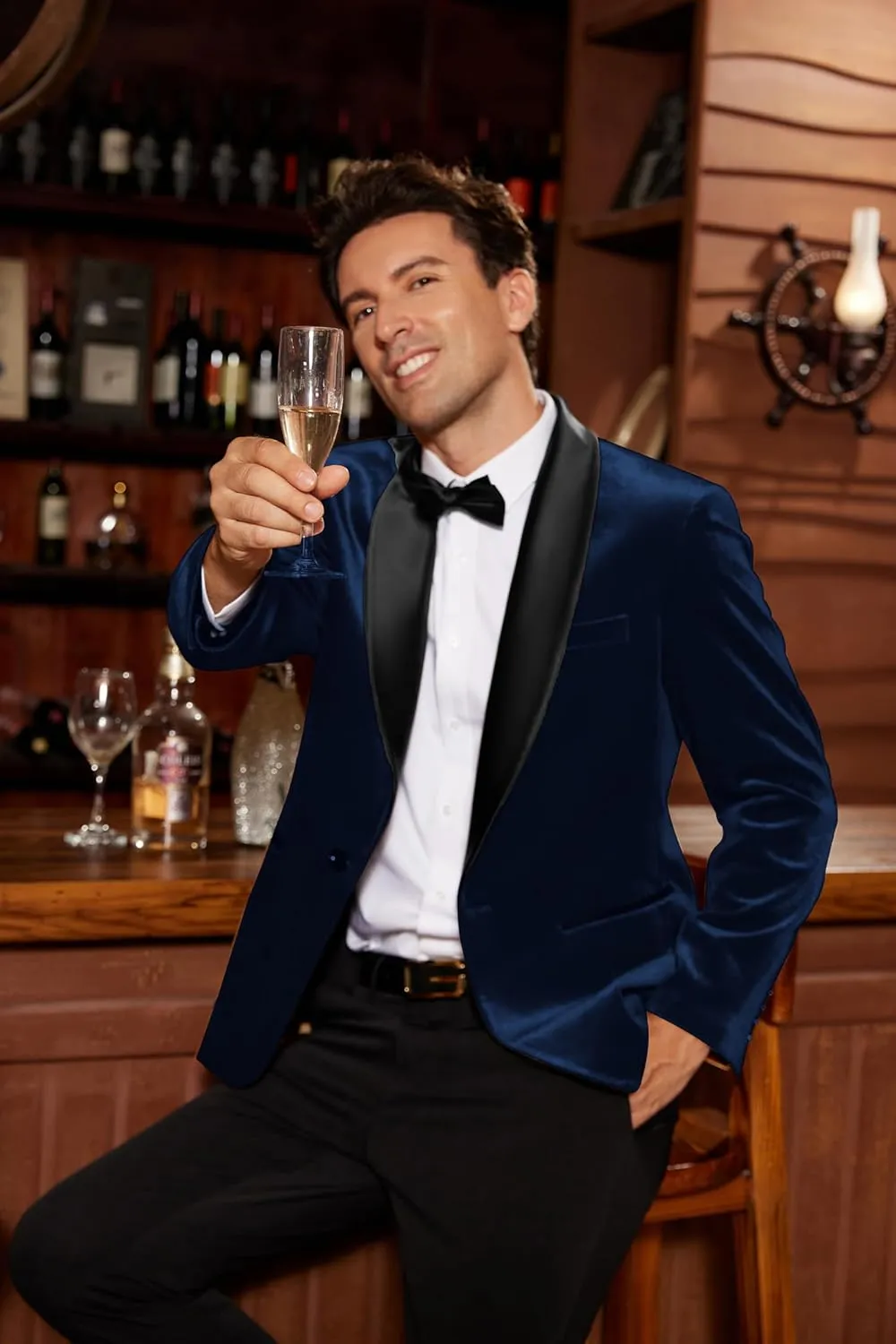 GRACE KARIN Mens Velvet Blazer One Button Shawl Lapel Slim Fit Suit Jacket Sport Coat Dinner Party Prom Wedding Tuxedo