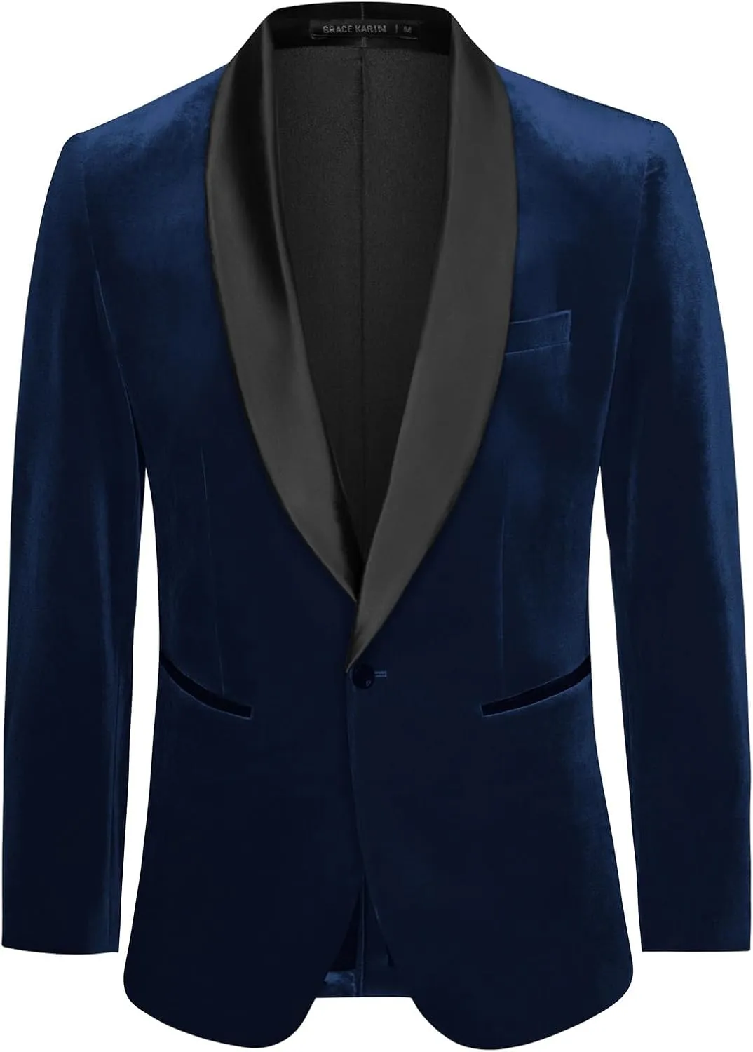 GRACE KARIN Mens Velvet Blazer One Button Shawl Lapel Slim Fit Suit Jacket Sport Coat Dinner Party Prom Wedding Tuxedo