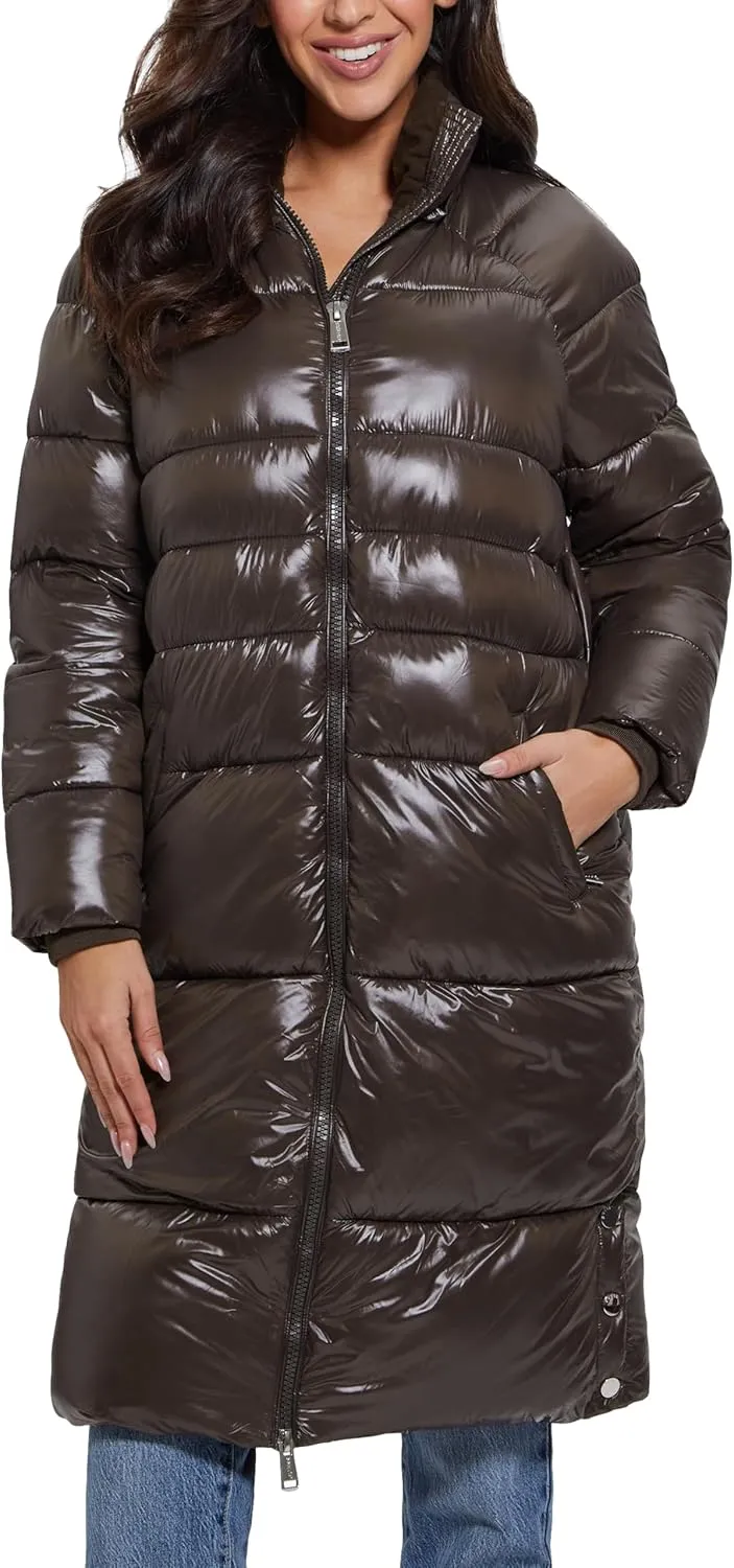 GUESS Women's Cortina Hoodie Long Puffer