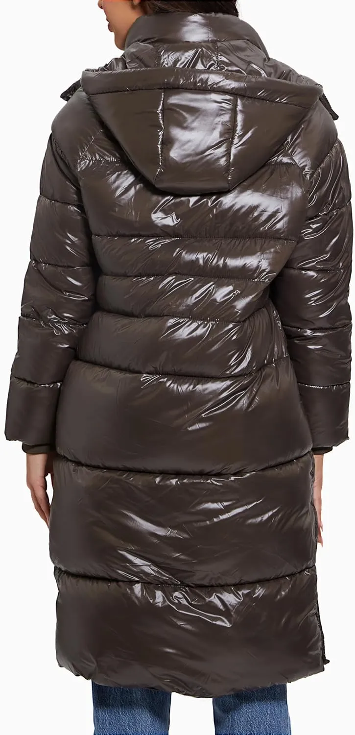 GUESS Women's Cortina Hoodie Long Puffer