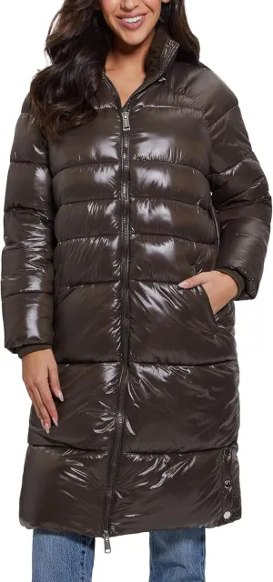 GUESS Women's Cortina Hoodie Long Puffer