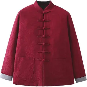GUOYUXIAO Winter Chinese Style Men's Cotton Jacket, Padded, Thickened, Warm, Cotton Linen Coat