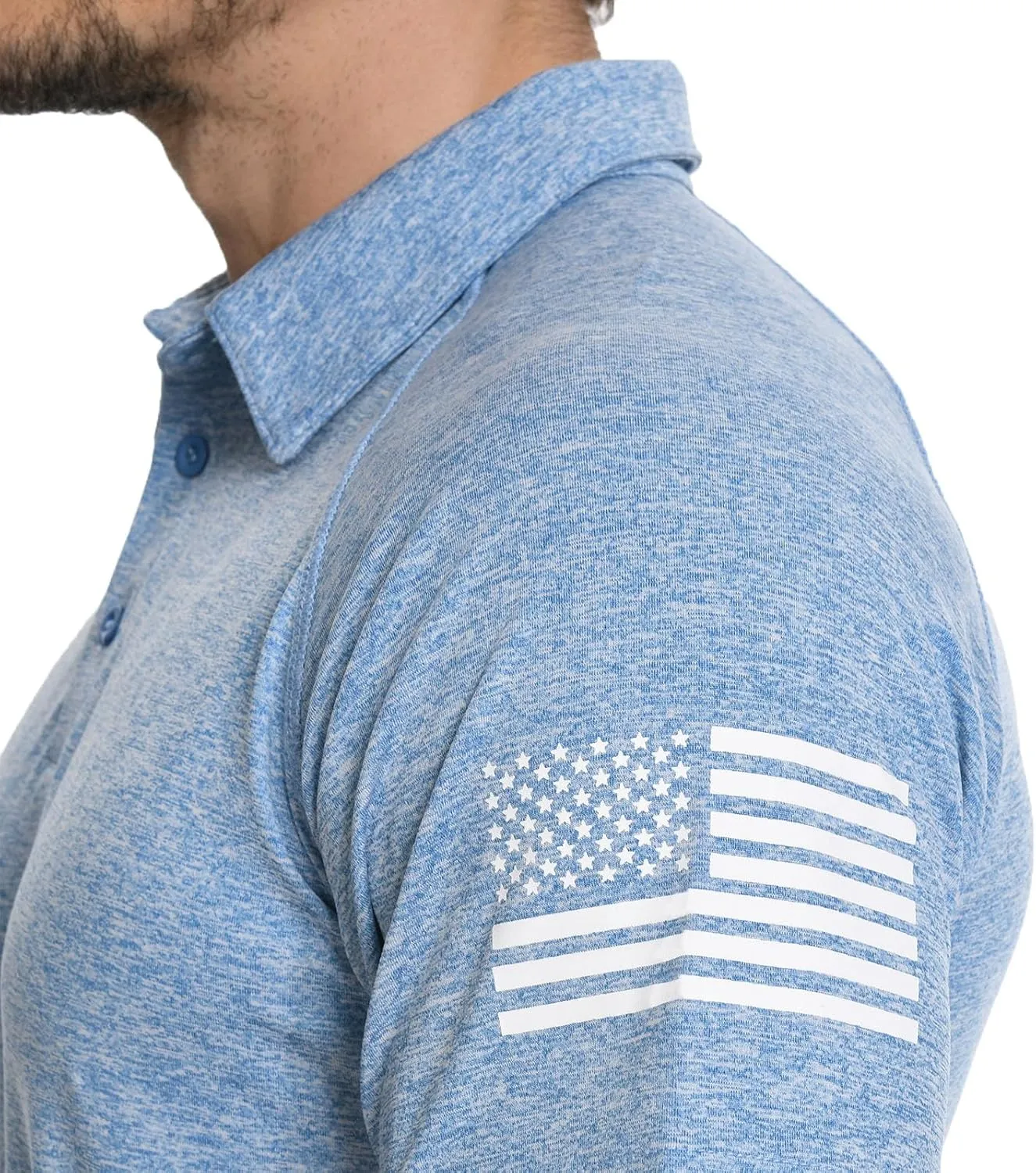 H HYFOL Mens Golf Shirt Moisture Wicking Quick-Dry Short Sleeve Casual Patriotic Polo Shirts for Men