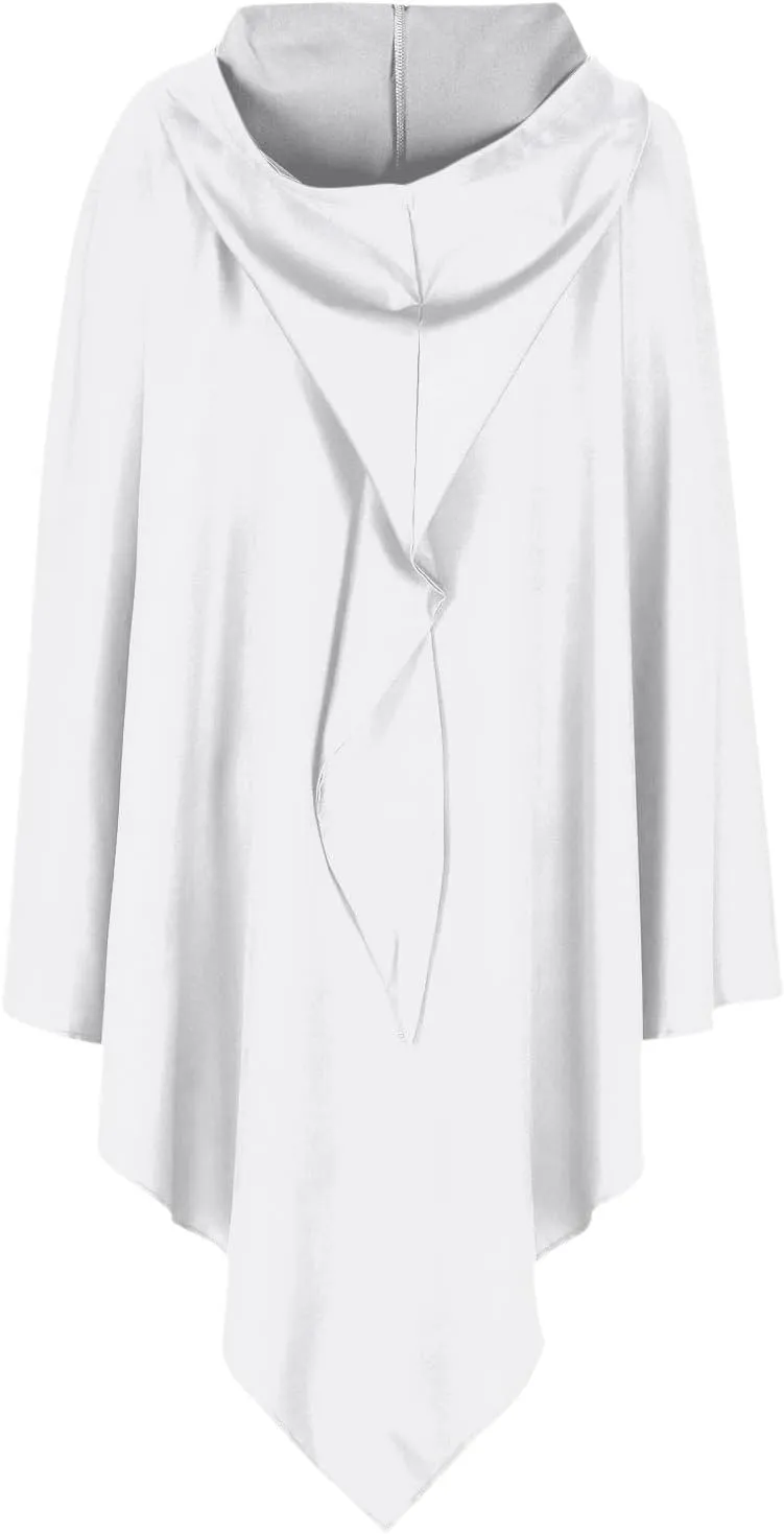 Halloween Cape for Adult Children Y2K Irregular Sickle Design Hooded Cape Short Lightweight Flowy Hem Cloak