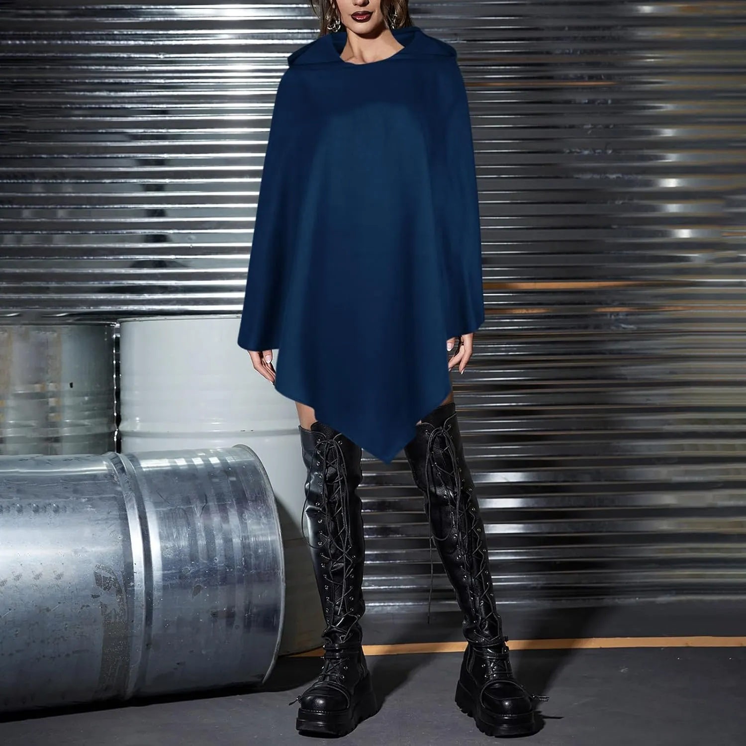 Halloween Cape for Adult Children Y2K Irregular Sickle Design Hooded Cape Short Lightweight Flowy Hem Cloak