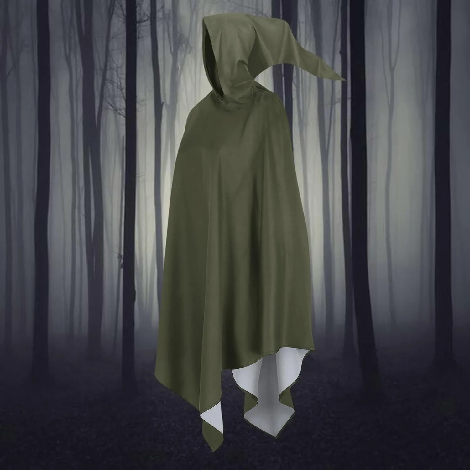 Halloween Cape for Adult Children Y2K Irregular Sickle Design Hooded Cape Short Lightweight Flowy Hem Cloak