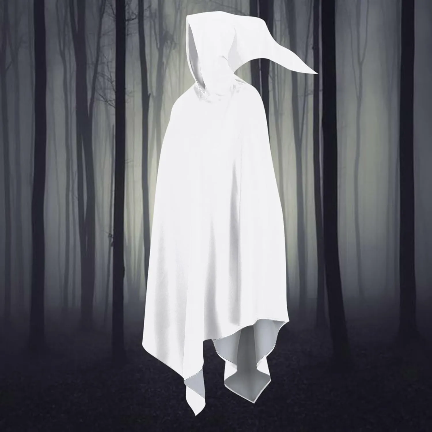 Halloween Cape for Adult Children Y2K Irregular Sickle Design Hooded Cape Short Lightweight Flowy Hem Cloak