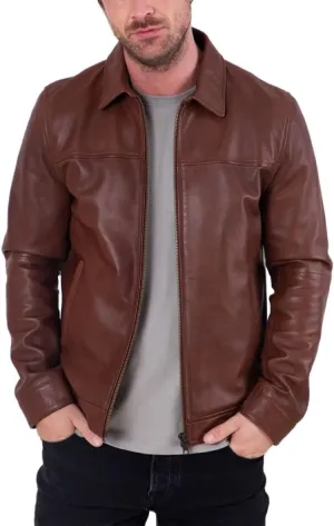 H&D Clothing Polo Collar Premium Leather Jacket Men Old School Style Everyday Wear Real Lambskin Mens Leather Jacket