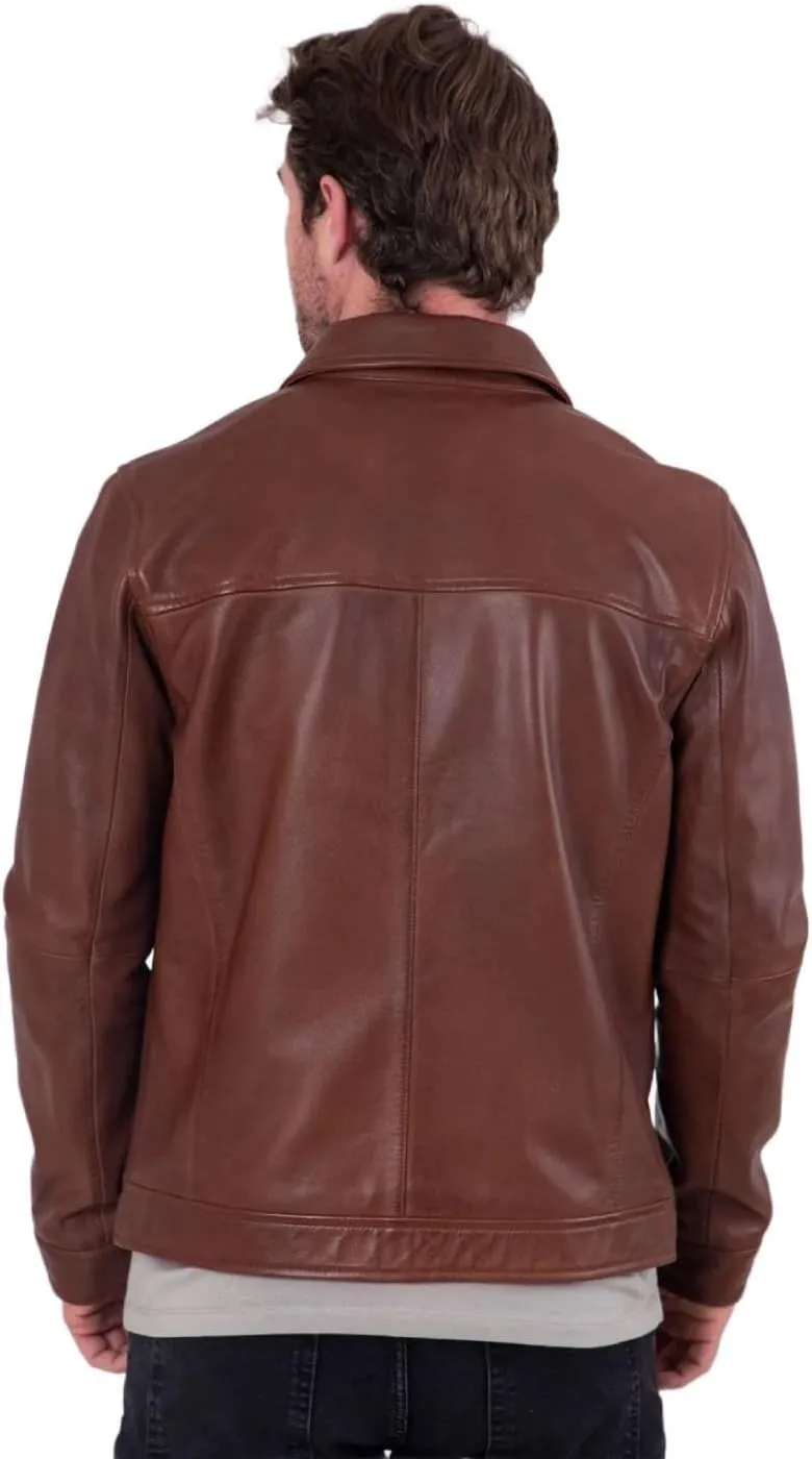 H&D Clothing Polo Collar Premium Leather Jacket Men Old School Style Everyday Wear Real Lambskin Mens Leather Jacket