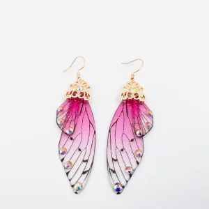 Handmade Fairy Wings Earrings Insect Butterfly Wing: Purple rose gold