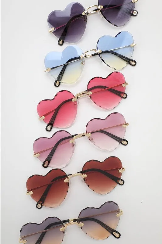 Heart Shape Sunglasses w/ Scalloped Rim